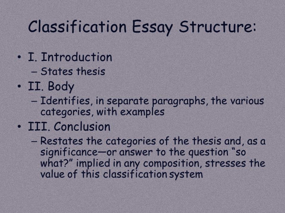 free classification essay